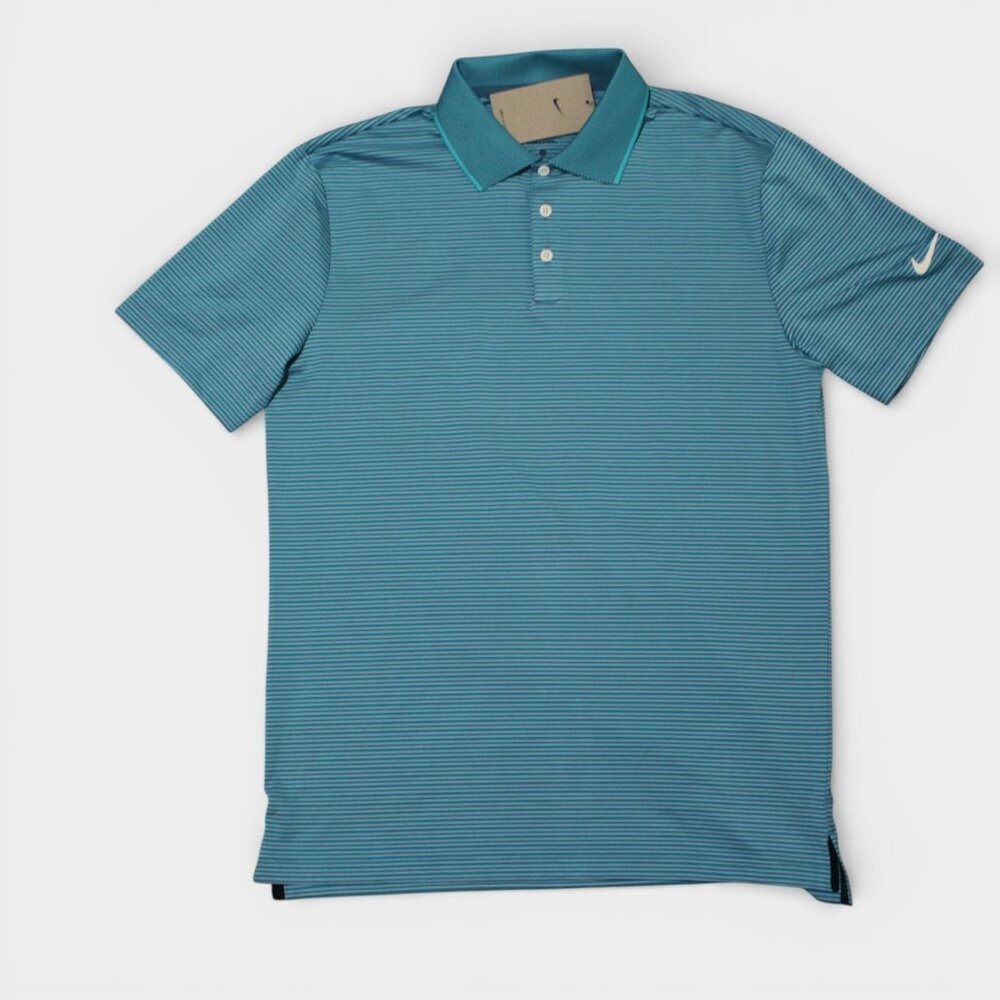 Nike Tour Mens Dri-FIT Golf Polo Shirt Small Striped Mineral Teal FZ7479-379 NEW - Picture 2 of 13